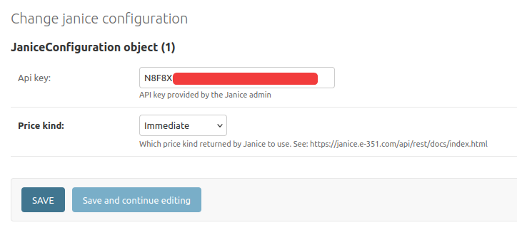 Janice admin config